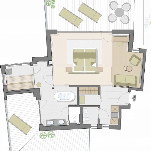 Grundriss eines modernen Wohnraums
