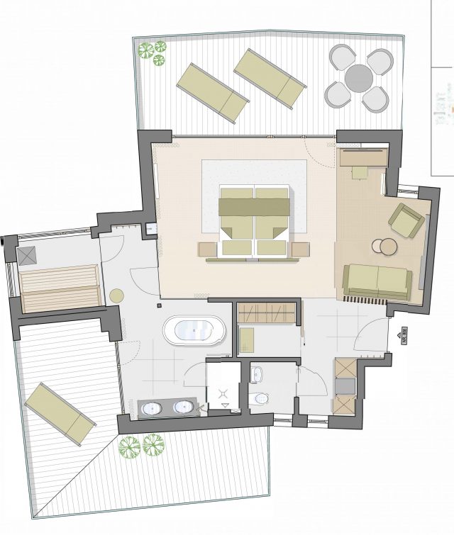 Grundriss eines modernen Wohnraums